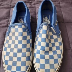 Vans Blue Checkered Slip-On Shoes